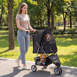 3-Rad-Haustierbuggy für kleine Hunde & Katzen bis 15 kg, sanfte Fahrt, faltbar, Verdeck, Korb & Sicherheitsmerkmale - Product Image 2