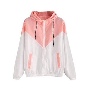 Veste coupe-vent à capuche pour femme, personnalisée ODM, avec blocs de couleur, fermeture éclair sur toute la longueur, coupe-vent, imperméable, veste de sport décontractée - Product Image 5