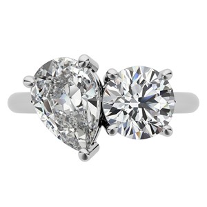 2.25TCW Pear Cut And Round Cut Moissanite Toi Et Moi Engagement <b>Ring</b> for Women in 14K Solid White Gold <b>Two</b> <b>Stone</b> Promise <b>Ring</b> - Product Image 2
