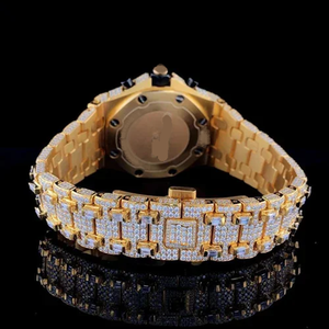 Reloj de Lujo con Diamantes Moissanite para Hombre, Estilo Hip Hop, Acero Inoxidable, Chapado en Oro, Movimiento Mecánico, Cristal de Zafiro, Correa de 20 mm - Product Image 3