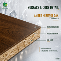 Panneau de bois aggloméré orienté (OSB) mélaminé Jinbase SXT2908-5 Amber Heritage Oak 18 mm E0 1220x2440 mm pour meubles et menuiseries