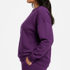 Sweat-shirt ample en molleton 100 % coton, couleur unie, col rond, personnalisable OEM/ODM - Product Image 6