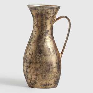Vase à fleurs vintage Art Déco en métal doré, fait main en aluminium décoratif avec des points noirs pour la maison, le baptême, le mariage - Product Image 5