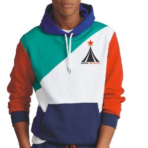 Sweat à capuche à motif de blocs multicolores pour hommes, cousu et brodé en molleton de coton 100% brodé pour l'hiver, vente en gros sur mesure - Product Image 1