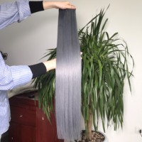 Cheveux humains vietnamiens droits HD Lace Front, perruque de cheveux humains gris de couleur, extensions de cheveux humains
