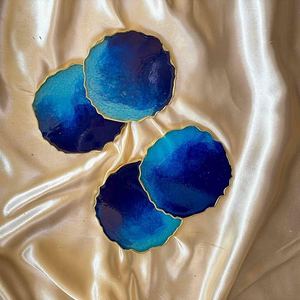 Juego de posavasos de resina hechos a mano ecológicos de alta calidad con bandeja decoración de mesa de oficina colorida para Navidad - Product Image 1