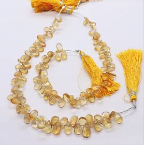 Natural Yellow Citrine Smooth Pear Shape Briolette 5x7-6x8MM Citrine Gemstone Beads 8 Inch Strand Premium Quality Citrine Beads - Product Image 3