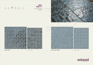 Carrelage Céramique Mat Effet Ciel Glamour 200x200mm Collection Miami Motif Géométrique Aléatoire 36 Bleu Luxe Mur et Sol - Product Image 2