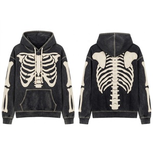 Sweat à capuche personnalisé avec surpiqûres squelette |   Sweat à capuche en polaire graphique |   OEM & ODM - Product Image 1