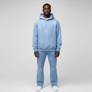 Wholesale Custom Logo High Quality Winter Heavyweight Vintage Sweatpants Streetwear Hoodie Set Cotton Tech Fleece Tracksuits for - Product Image 4