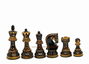 Staunton Chess Set for Children <b>Outdoor</b> Burnt Zebra Wooden Pieces <b>Plastic</b> <b>Table</b> Acrylic Board Marble Cardboard Box Pack - Product Image 2