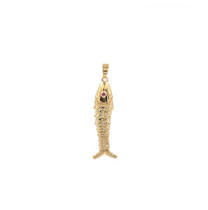 Pendentif en laiton plaqué or 18 carats en forme de poisson avec zircone cubique rose pour la fabrication de bijoux et colliers - Product Image 2