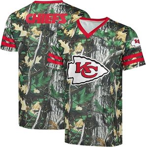 Maillot de sport léger en polyester à col en V et motif camouflage des Buffalo Bills pour homme, broderie Hunter sous licence officielle - Product Image 3