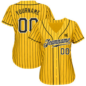 Camiseta de béisbol personalizada con rayas azules, uniforme de equipo con botones para hombre, camisa deportiva de poliéster transpirable, nombre/número personalizado - Product Image 1
