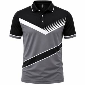 เสื้อเชิ้ตแขนสั้นผู้ชาย ดีไซน์ต่อผ้าสีสันตัดกัน แห้งเร็ว ผ้าถัก 100% คอตตอน สไตล์ลำลอง - Product Image 2