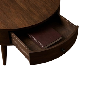Modern Round Wooden <b>Coffee</b> <b>Table</b> with Storage Drawer Mid Century Living Room Furniture - Product Image 3