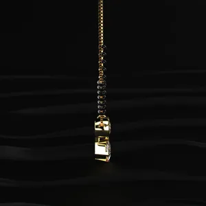 Pendentif Halo en Diamant Taillé Princesse Doré Tendance, Mangalsutra, Diamant CVD Cultivé en Laboratoire, Couleur D-E, Pureté VVS-VS, Certifié IGI - Product Image 4