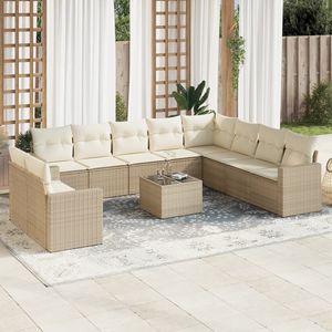 Set Divano da Giardino in Rattan Beige 10+ Posti, Arredamento da Esterno Design Contemporaneo con Struttura in Vimini - Product Image 3