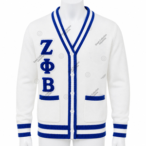 เสื้อคาร์ดิแกน Zeta ZPB สำหรับสตรี ลายตัวอักษรกรีก  ถักจากอะคริลิก 100%  หนา แห้งเร็ว ติดกระดุมด้านหน้า มีกระเป๋า  สไตล์วาร์ซิตี้ - Product Image 6