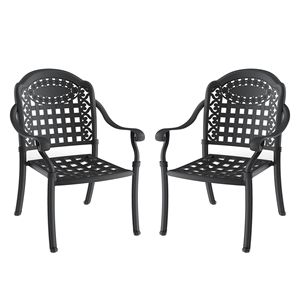 Set di 2 sedie da pranzo da patio in alluminio pressofuso con telaio nero e cuscini in colori assortiti - Product Image 2