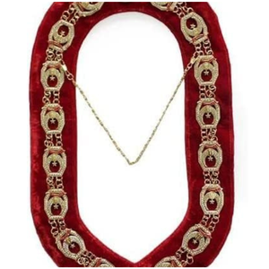 Collier maçonnique de cérémonie, brodé, avec strass sur fond velours, insigne en laiton formel, chaîne de cou personnalisée pour cérémonie, pour toutes les saisons - Product Image 1