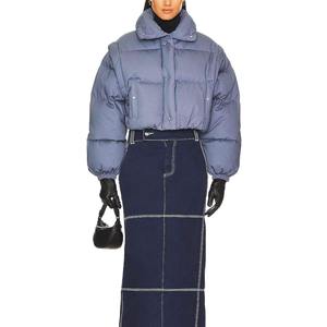 Veste matelassée courte pour femme avec manches amovibles, design 2 en 1, manteau d'hiver en peau de mouton respirante - Product Image 4