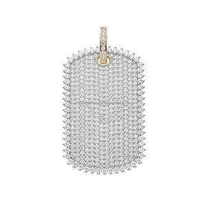 Pendentif d'identité entièrement serti de pierres en argent sterling avec un éclat de moissanite brillant - Product Image 1