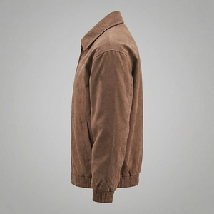 Men's Brown Varsity <b>Jacket</b> Leather Zipper Closure Casual Autumn Wear Regular Fit Stand Collar Solid Color <b>Waterproof</b> <b>Thin</b> Satin - Product Image 2