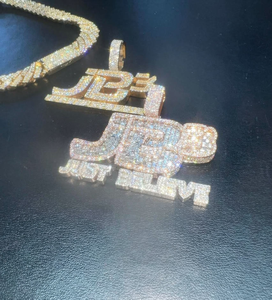 Moissanite Hip Hop <b>Initial</b> Letter Pendant Rose Gold Iced Out Statement <b>Necklace</b> Luxury Streetwear Jewelry - Product Image 4