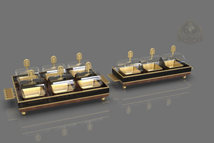 Luxury Premium Customized Design Tableware Set Gold Metal <b>Glass</b> Wood Eco-Friendly Home Party Use <b>Serving</b> <b>Bowl</b> Dome Candy Jar - Product Image 2