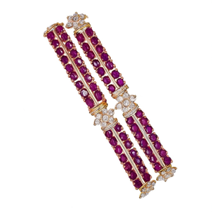 Floral Ruby and White American Diamond Bangles Wreath Accessories - Product Image 2