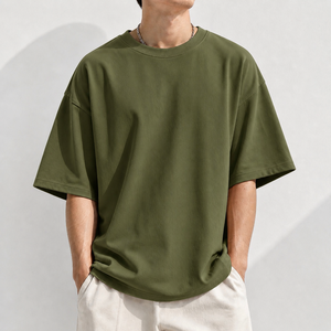 Camiseta Oversize Personalizada para Hombre, Algodón Grueso, Hombros Caídos, Estilo Urbano, Lisa, con Espacio para Logotipo OEM, Corte Holgado - Product Image 4