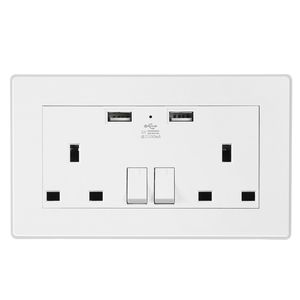 Dual <b>USB</b> Wall Charger with <b>Plug</b> Switch and Light Indicator 2.1A Duplex Dual Wall <b>Plug</b> Socket for UK Wall Outlets - Product Image 2