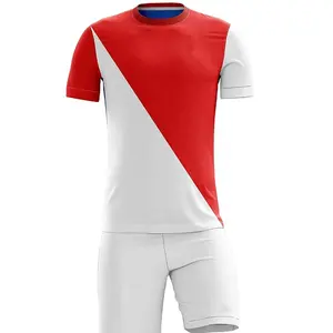 남자 축구 유니폼 나만의 축구 셔츠 디자인 맞춤형 디자인 여성용 스포츠 축구 반팔 빨간색 흰색 저지 착용