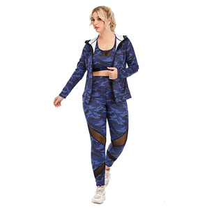 Women's Halter 3-Piece <b>Yoga</b> Set Four-Way Stretch Plus Size High Waist Nylon Spandex Sports Bra Leggings <b>Jacket</b> Workout Gym Wear - Product Image 5