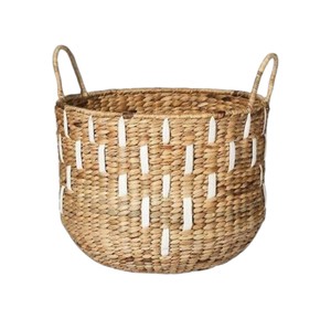 Cesta Minimalista de Jacinto de Agua con Asas de Cuerda, Cesta Decorativa de Almacenamiento para Estante, Baño, Sala de Estar, Hogar - Product Image 2