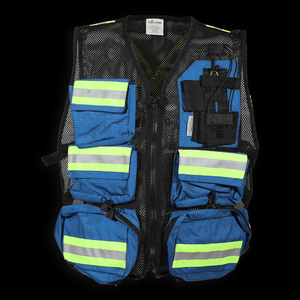 เสื้อกั๊กสะท้อนแสงแบบ Hi-Vis สำหรับงานก่อสร้าง ดีไซน์หลายกระเป๋า ผลิตจากโพลีเอสเตอร์ตาข่าย 100% ปรับแต่งสีและโลโก้ได้ ชุดยูนิฟอร์มสำหรับเจ้าหน้าที่ชายทุกคน - Product Image 1
