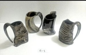 Mug en corne de bœuf véritable fait main, style Viking, motif Animal Love Angel, pour Mead et Bière, Écologique, Personnalisable, Occasions Spéciales, Antique - Product Image 3