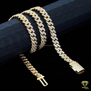 Cadena Cubana Miami de Oro Rosa Sólido de 8mm al por Mayor sobre Plata de Ley 925 con Diamantes de Moissanita VVS Premium - Product Image 4