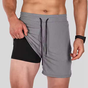 Pantalones cortos de gimnasio tejidos de algodón 100% diseñados por el fabricante Pantalones cortos deportivos de secado rápido para hombres Logotipo personalizado Impreso Patrón sólido Decoración - Product Image 2