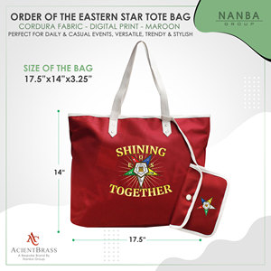 กระเป๋าโท้ทสีแดงมารูน OES Shining Together Order of the Eastern Star Journal พร้อมกระเป๋าซิปเข้าชุด - Product Image 6