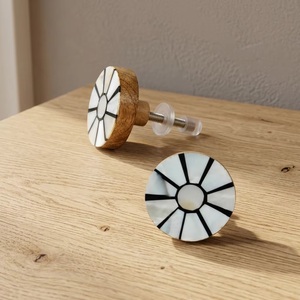 Beads Art Modern MOP Wood Resin <b>Brass</b> Handicraft Drawer Door Cabinet <b>Knobs</b> Pull Handle Kitchen Bathroom Living Room Wardrobe - Product Image 3