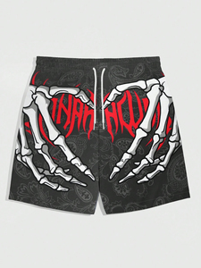 Shorts de bain pour hommes en tissu non tissé imprimé par sublimation personnalisée, séchage rapide, taille haute, fermeture à cordon, polyester, décontracté pour l'été - Product Image 5