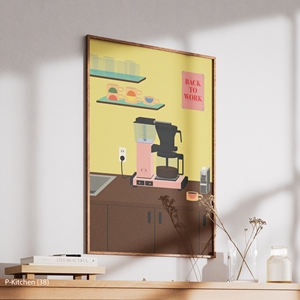 Decoración festiva para pared, ilustración de máquina de café vintage, impresión artística retro para pared de cocina - Product Image 3