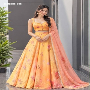 Nuevo Diseño 2025, Recién Llegado, Blue Needle Exports, Lehngha de Organza Pura y Suave, Blusa sin Mangas con Bordado Katdana, Dupatta Étnico - Product Image 1