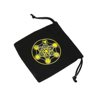 Pochette en coton avec cordon de serrage sac en velours cadeau en toile de jute personnalisé écologique géométrie jaune Metatron Cube sac en coton noir - Product Image 1