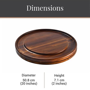 Wood Double Tier <b>Rotating</b> Tray Smooth-Spin Lazy Susan for Tabletop Spice Serving - Product Image 6