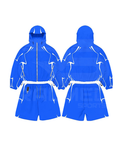 Unisex Hooded <b>Tracksuit</b> 2 Piece Zipper Jacket Shorts Sporty Style Waterproof Polyester Autumn Wear Adults Regular Fit <b>Tracksuit</b> - Product Image 6