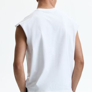 Fashionable Modern Style Knitted Breathable 100% Cotton Eco-Friendly O-Neck Casual <b>Sleeveless</b> <b>Shirt</b> for Men Gym Training Sports - Product Image 3