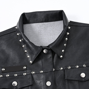 Chaleco de Cuero Negro Impermeable para Hombre, Cuello Alto, Botones, Sin Mangas, Estilo Motero, para Otoño e Invierno - Product Image 4